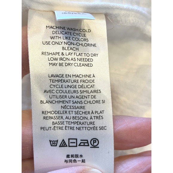 We The Free Collarless Oversized Button Front Cotton Blouse Ivory Small NWOT - Picture 7 of 8